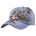 thumbnail image 1 of Women Hats Portable Adjustable Shiny Rhinestone Flower Embroidery Sunscreen Summer Cap Head Wear, 1 of 10