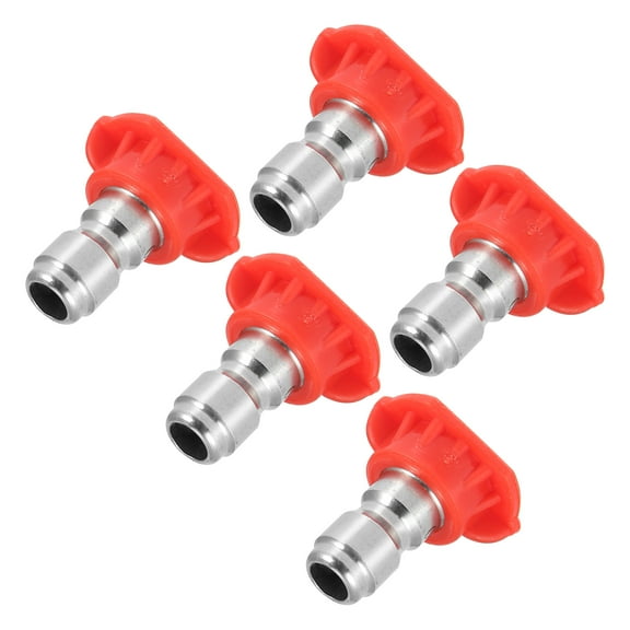 5 Pcs 0 Degrees High Pressure Washer Spray Nozzle Tips Quick Connector Red