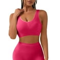 thumbnail image 2 of WTOBBY Women's Y-Back Padded Sports Bra for Low Impact Yoga, Anti-Shock Wireless Comfort with Thin Spaghetti Straps, Seamless Sweat-Wicking Workout Top, No Show Under T-Shirts,Pink M, 2 of 4