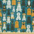 thumbnail image 2 of Ambesonne Dog Print Fabric by the Yard Microfiber, Animal Puppy Pet Pattern, 10 Yards, Marigold Soft Blue Black, 2 of 2