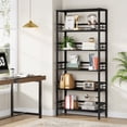thumbnail image 1 of Tribesigns 71" Tall Bookshelf, Modern 6-Tier Etagere Bookcase, Freestanding Open Book Shelves, Black Wood and Metal Storage Display Rack, 1 of 9
