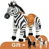 Uenjoy Kids Ride on Zebra Riding Horse Toy, Pony Rider Mechanical Cycle Walking Action Plush Animal for Children 3 to 5 Years, No Battery, No Electricity, Weight Capacity 132LBS, Small Size