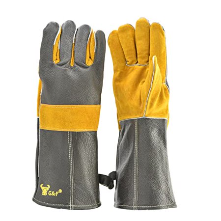 14.5  Long Premium Leather Gloves  BBQ gloves  Grill and Fireplace Gloves  Cotton lining with Kevlar stitch  Heat Resistant Gloves  animal handling gloves  bite-proof gloves