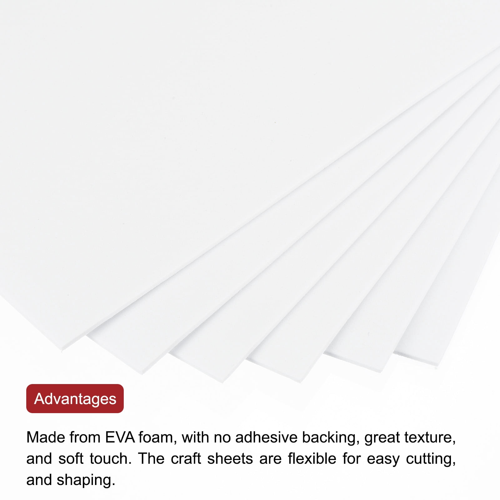 Uxcell 50 Pack EVA Foam Sheets White 7.8 Inch x 5.9 Inch 2mm Thick Crafts Foam EVA Sheets for Costumes, Crafts Projects