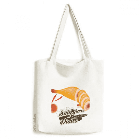 Traditional Singapore Hainanese Chicken Tote Canvas Bag Shopping Satchel Casual Handbag