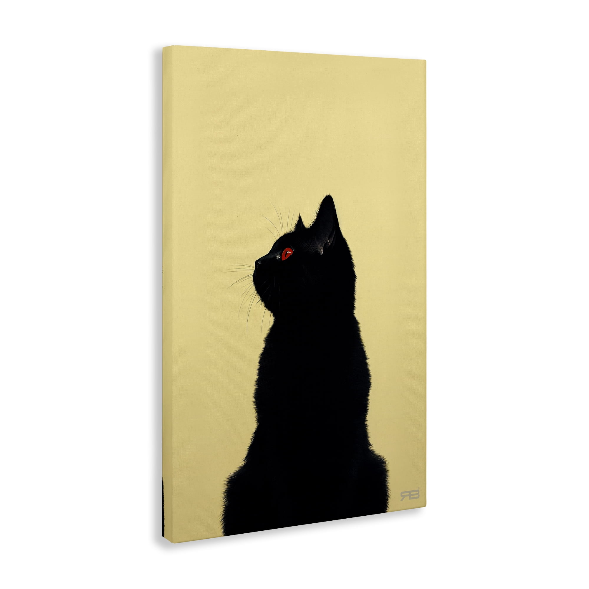 Stupell Industries Black Cat on Yellow Animals & Insects Painting Gallery Wrapped Canvas Art Print Wall Art, 16 x 24