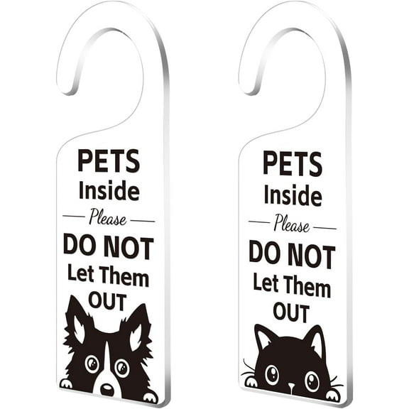 2Pack Pet Inside Please Do Not Let Them Out Door Hands Hanger Sign Acrylic Notice Door Hanger Sign Acrylic Cute Pet Store Sign for Pet House Decoration Pet Home Pet Shop Pet Lovers Pet Gifts DIY
