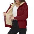 thumbnail image 2 of GaThRRgYP Chic Women's Winter Fluffy Coat,Women's Fashionable Printed Fleece Hooded Sweatshirt Jacket Wine XXXL, 2 of 8
