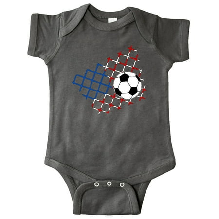 

Inktastic Soccer Ball Net with American Flag Colors Gift Baby Boy or Baby Girl Bodysuit
