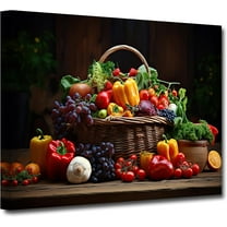 Kitchen Canvas Wall Art Fruit Picture Various Fresh Fruits Vegetable Painting Prints for Kitchen Restaurant Dining Room Decor Framed (Fruit-3, 12.00"x18.00")
