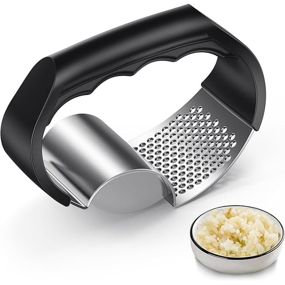 Januofit  Garlic Press Rocker - Stainless Steel Garlic Crusher, 2-in-1 Easy Kitchen Gadget for Effortless Smashing