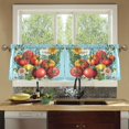 thumbnail image 4 of Yayeee Kitchen Curtains Tier Set of 2 Light Filtering 57"x36" Over Sink Window Panels, Orange Floral Tomatoes, 4 of 7