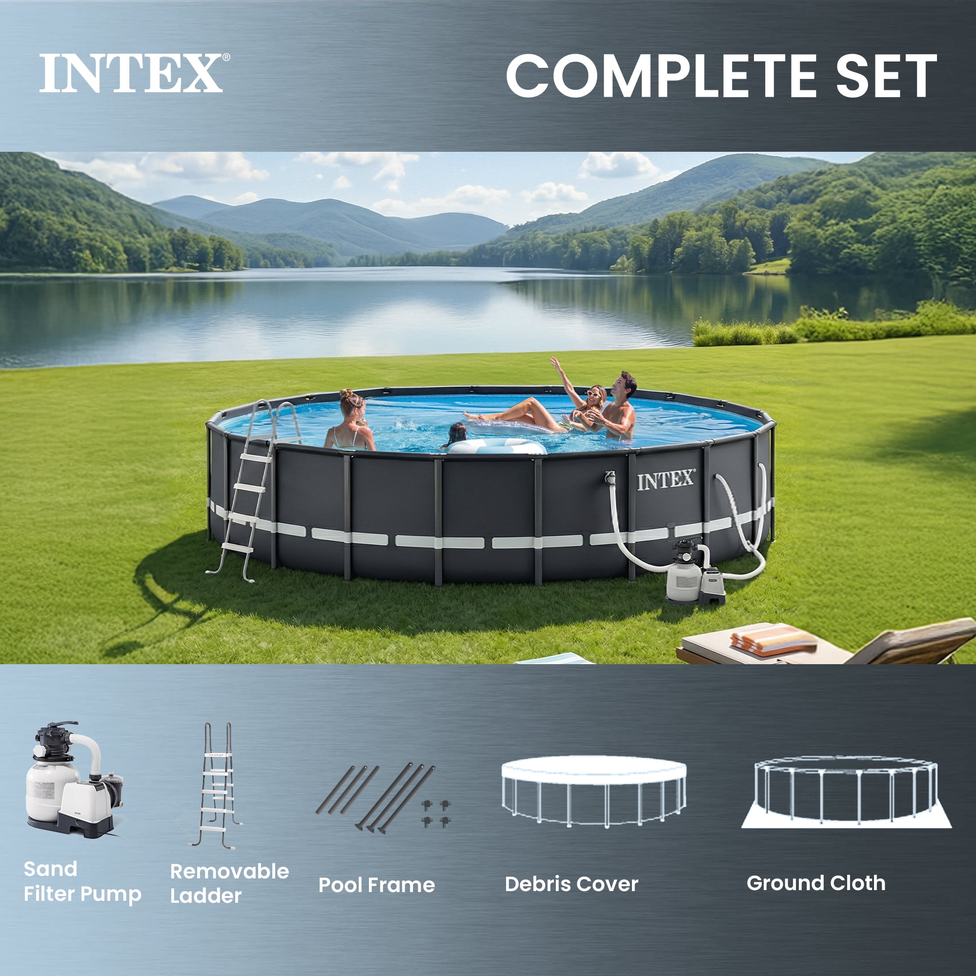 Intex Ultra XTR Frame 26'x52" Above Ground Pool Set w/ 2 Pack OptiFlow Premium Filter Sand