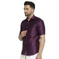 thumbnail image 3 of eloria Mens Traditional Purple Striped Party Shirt with Mundu Vesty Style Dhoti, 3 of 6