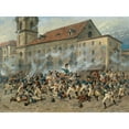 thumbnail image 2 of Louis Braun 14x11 Gold Ornate Wood Frame and Double Matted Museum Art Print Titled - Karl Freiherr Von Ditfurth Fighting the Tyroleans in Front of the Hospital Church in Innsbruck, 2 of 4