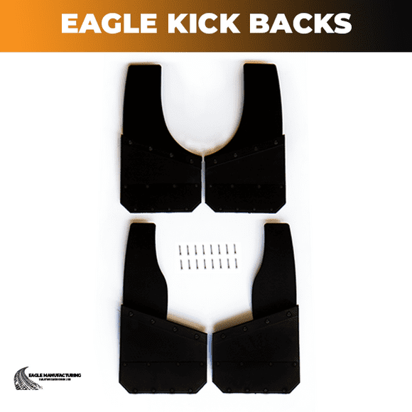 Eagle Manufacturing 12″ Kick Back Mud Flaps All Black (4PC)
