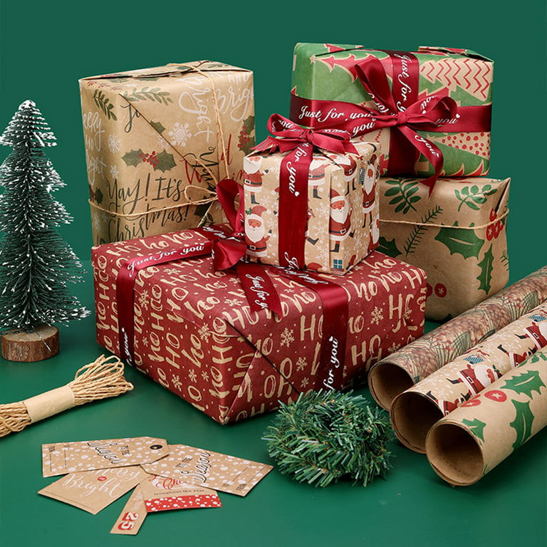 JAM & Envelope Matte Black Holiday Gift Wrap Paper, 25 sq ft. 