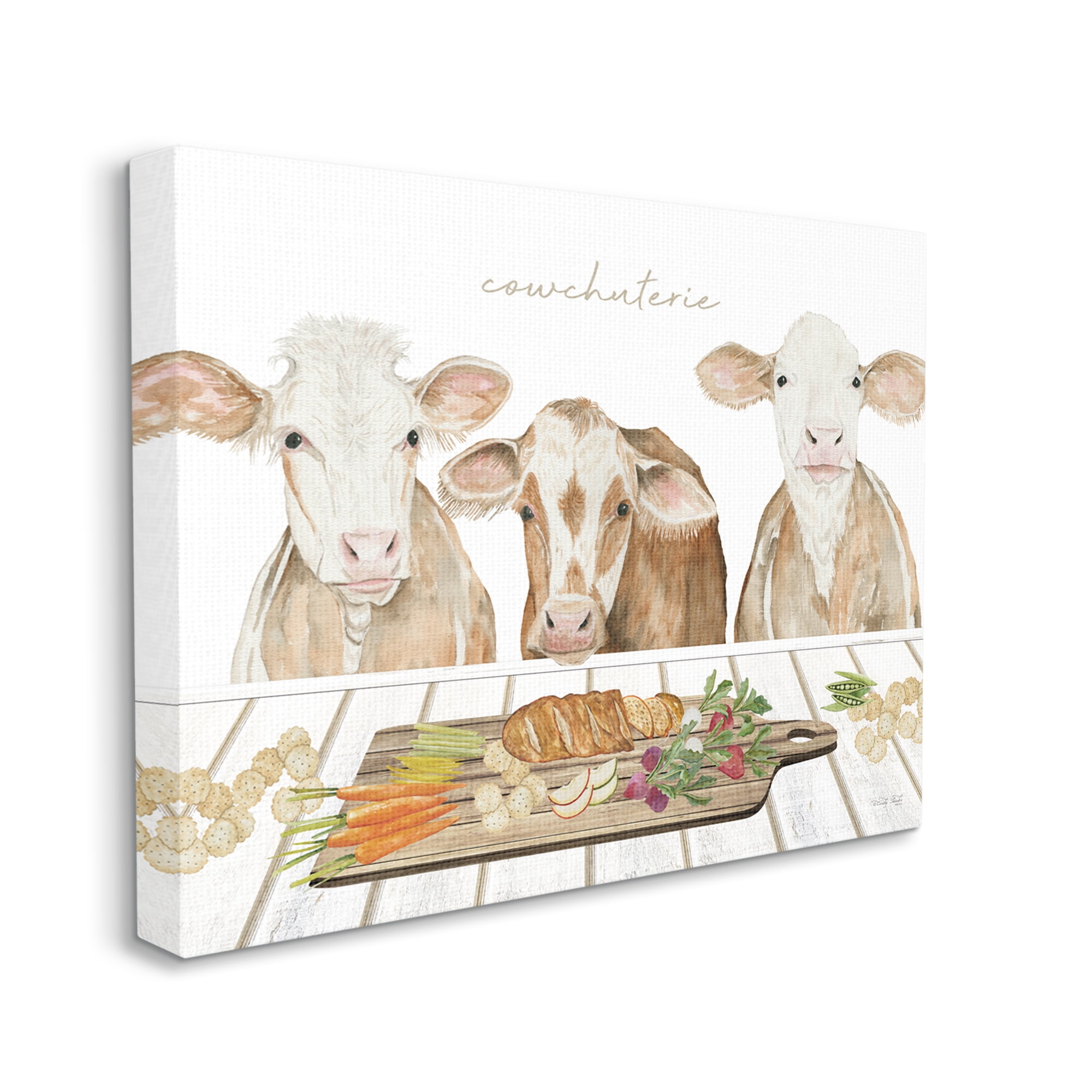 Stupell Industries Cowchuterie Funny Cows Animals & Insects Painting Gallery Wrapped Canvas Print Wall Art, 20 x 16