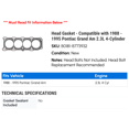 thumbnail image 2 of Head Gasket - Compatible with 1988 - 1995 Pontiac Grand Am 2.3L 4-Cylinder 1989 1990 1991 1992 1993 1994, 2 of 2