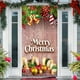 thumbnail image 1 of Tapiz elástico navideño de poliéster para puerta, 35 x 79 pulgadas, rojo, verde y dorado | Tapiz decorativo resistente a las arrugas para fiestas navideñas, hogar y pared divisoria., 1 of 6