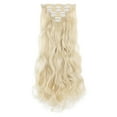 thumbnail image 3 of Qlenkay Clip in Hair Extensions Synthetic Hair 7 pcs Double Weft Long Wavy Straight Hair Extension for Women, 3 of 8