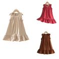 thumbnail image 2 of LYMAYTER Girls Summer Sleeveless Dress Toddler Casual A Line Ruffle Trim Pleated Dresses 1-7Y, 2 of 8