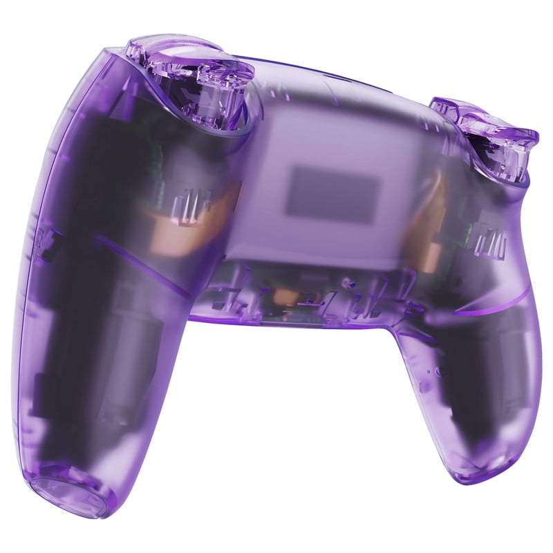 eXtremeRate Luna Redesigned Full Set Housing Shell Buttons Touchpad Cover Clear Atomic Purple Replacement Top Bottom Case for ps5 Controller BDM-030/040