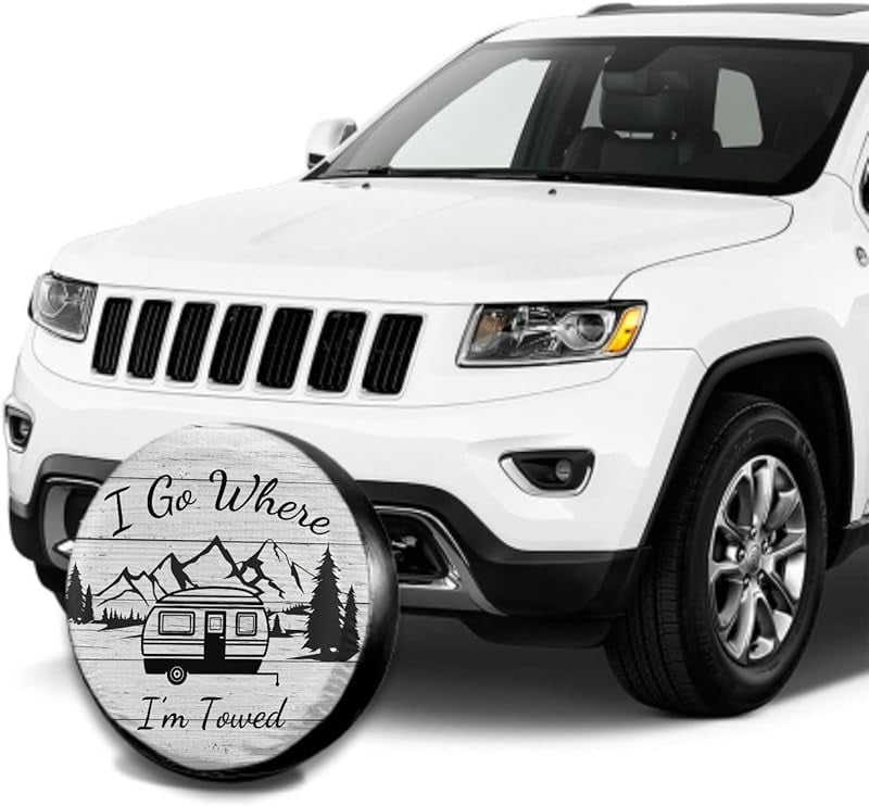 Spare Tire Cover American Flag Waterproof Dust-Proof Universal 14 Inch Wheel Protectors Camper Tire Cover Fit for RV Trailer Truck Jeep SUV Rav4 Motorhome Travel Trailer Accessories