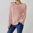 thumbnail image 6 of YUGYXL Women's Spring Fall Long Sleeve Henley T Shirts Button Textured Loose Fit Casual Basic Tops Dressy Blouse Pink S, 6 of 9