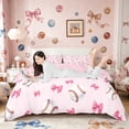 thumbnail image 3 of Meiyoeat Cute Baseball Duvet Cover King, Pink Bow Print King Bedding for Bedroom,Pink Reversible,3 Pieces,No Comforter, 3 of 6