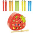 thumbnail image 2 of Juego de madera para atrapar gusanos, juego magnético suave para regalos navideños para niños (fresa), 2 of 6