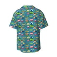 thumbnail image 6 of Lsque Cars Transportation print Men's Cuban Collar Short Sleeve Shirt Summer Beachwear Casual Button Down Fashionable Vacation Leisure Shirt-3X-Large, 6 of 7