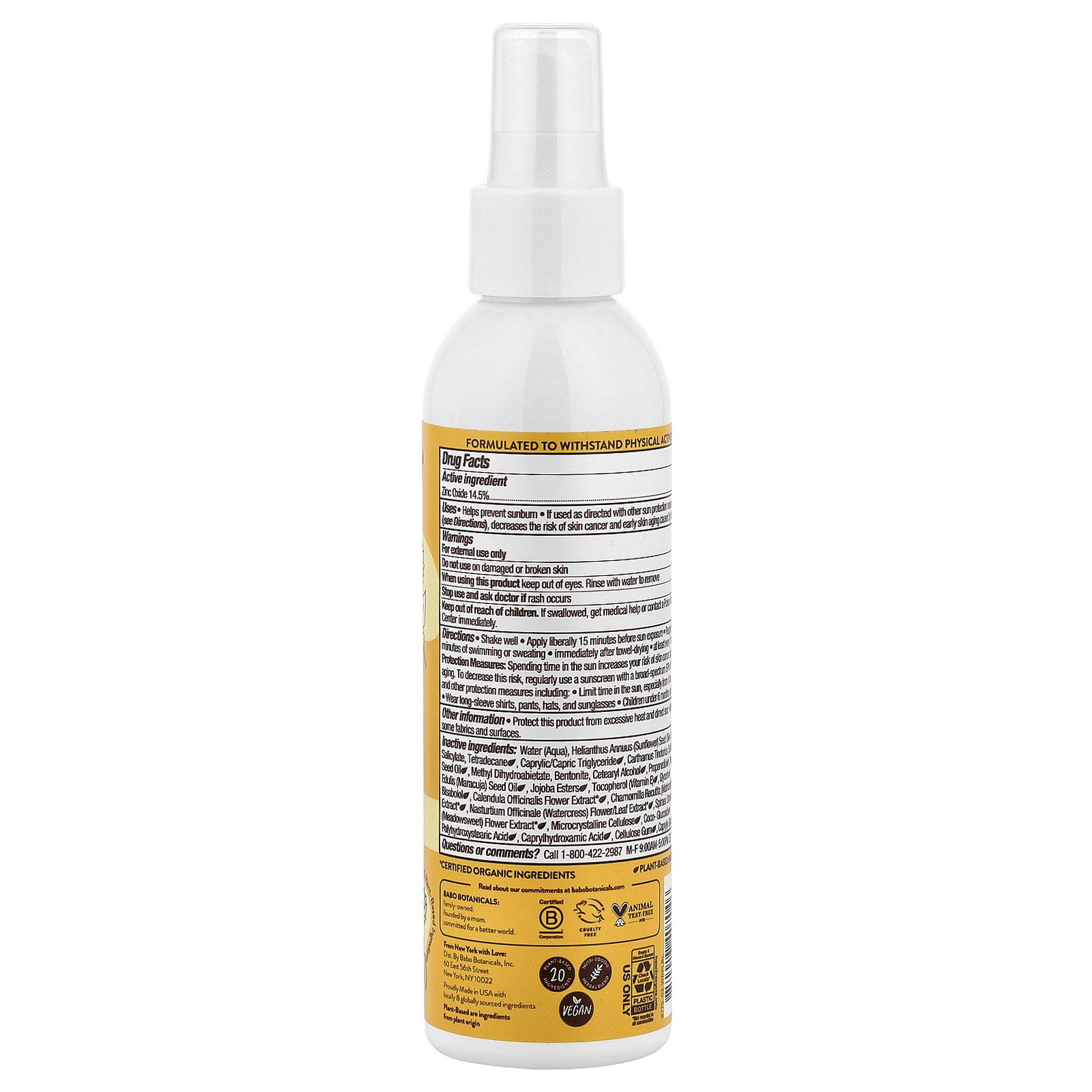 Babo Botanicals Swim & Sport Mineral Sunscreen Spray SPF 30 - 6 oz