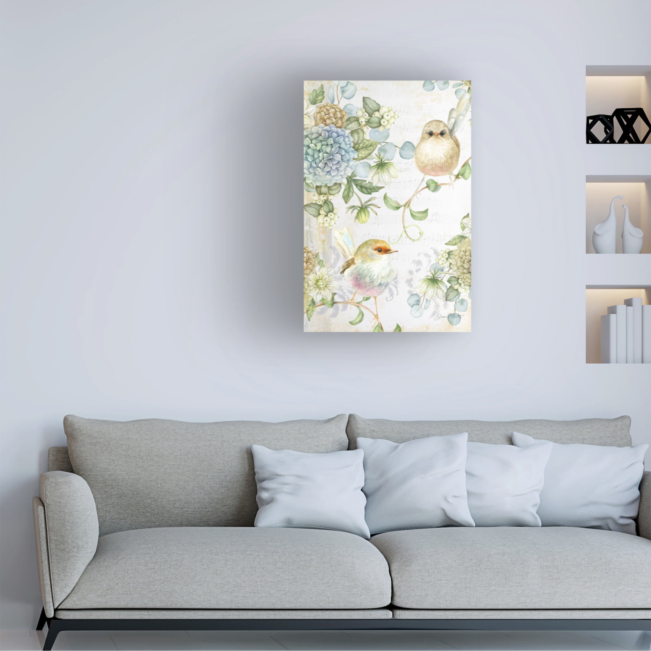 Canvas Wall Art - Jean Plout 'Songbirds B' Wall Art for Living Room, Bedroom, or Office Décor by Trademark Fine Art - 12 x 19 Inches