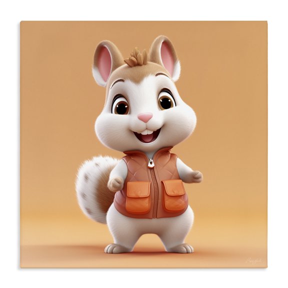 Stupell Industries Bohemian Orange Chipmunk Cartoon Canvas Art, 17 x 17, by Roozbeh