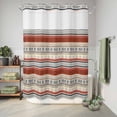 thumbnail image 6 of No Hook Shower Curtain with Built-in Rings - Vintage Boho Washable Waterproof Fabric Bathroom Curtains for Hotel,Rentals, 72X 96 Inch Extra Long , Orange Black Brown, 6 of 9