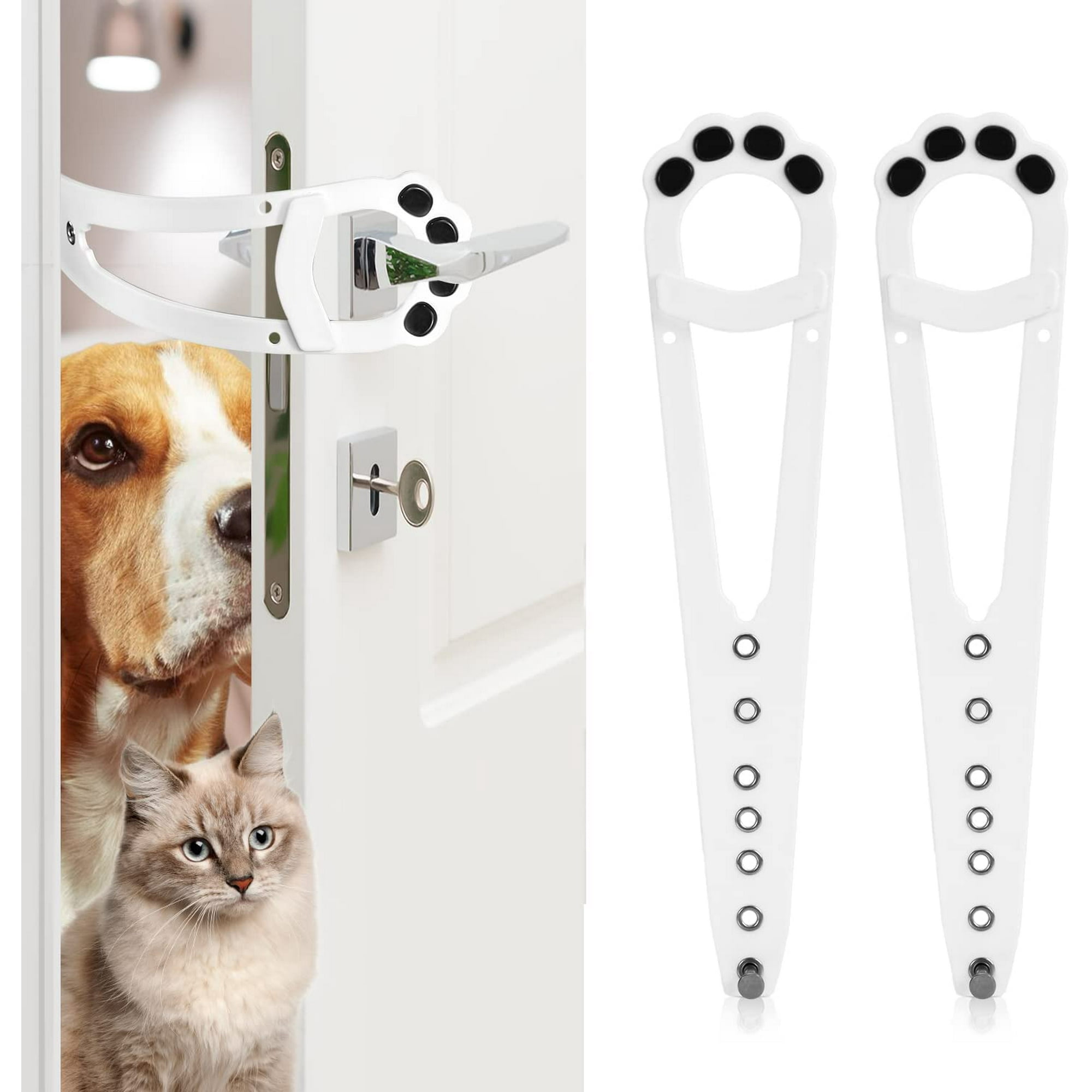 Pack of 2 Door Lock Cat Holder Adjustable Door Strap for Pets Cat Door Latch White