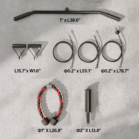 Multifunctional Home Gym Pulley System Workout Equipment with Lat Pull Down Bar Attachments Adjustable Cable Machine for Full Body Strength Training 220 LB Capacity Compact for Apartment Garage