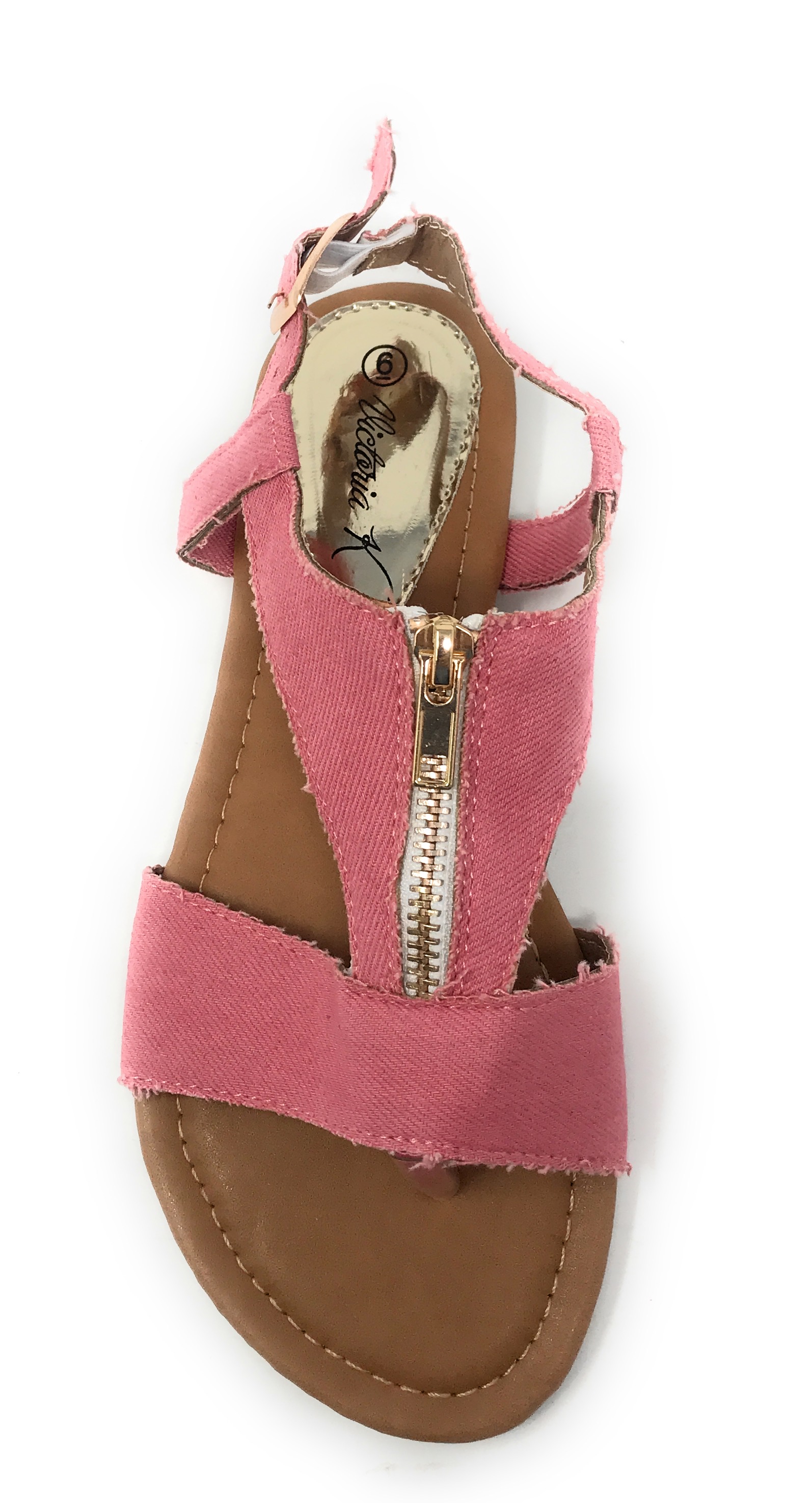 Victoria K Denim Zipper Front Sandals (Women)
