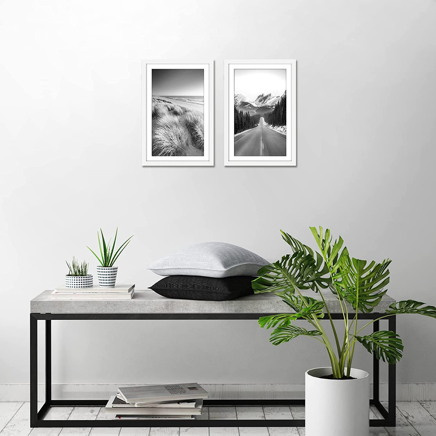 Americanflat 11x17 Picture Frame in White with 8x12 Mat - Set of 2 Frames - Displays 8x12 " Photos With Mat and 11x17 Without Mat