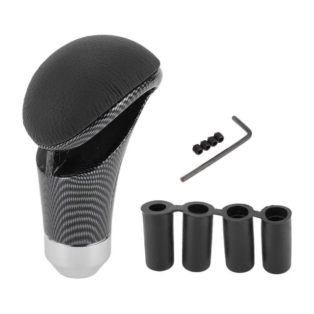 Pomo de Cambio Universal Unique Bargains para Coche, Pomo de Palanca de Cambios de Cuero Sintético para Vehículos Automáticos y Manuales con 4 Adaptadores Negro 1 Juego