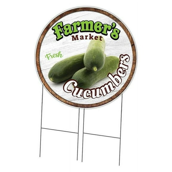 SignMission C-36-CIR-DS-WS- Cucumbers 36 in. Double Sided Corrugated Circular Plastic Sign - Farmers Market Cucumbers