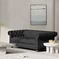 thumbnail image 3 of GDF Studio Nystrom Chesterfield Fabric Tufted 3 Seater Sofa, Black Textured Tweed and Matte Black, 3 of 12