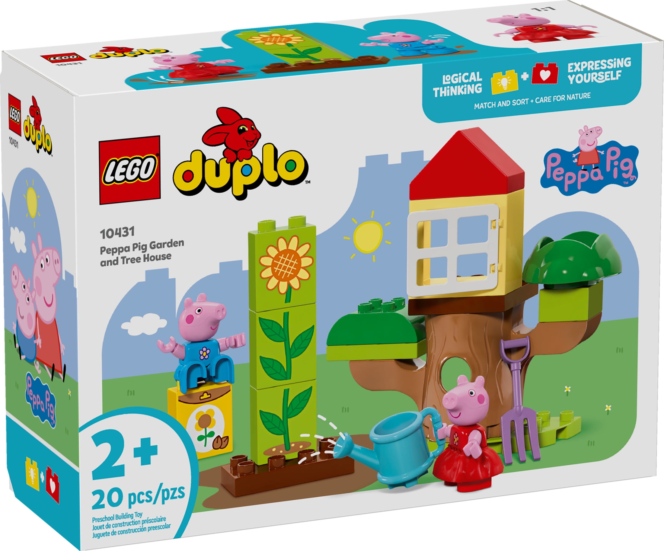 LEGO DUPLO Peppa Pig Garden and Tree House Toddler Toy, Building Block Learning Set for Preschool Kids with 2 Figures Included, Peppa Pig Toy Gift Idea for Toddlers Ages 2 and Up, 10431