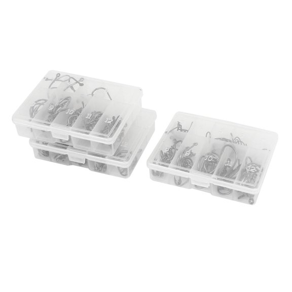 Uxell 3 Pack 80 in 1 Sea Eye Hole Fishhooks Fishing Hooks Gray