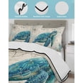 thumbnail image 3 of Full Size Quilt Bedding Set, Teal Sea Turtle Coastal Reversible Summer Quilt 3 Pieces, Vintage Summer Beach Nautical Lightweight Bedspreads Coverlets with 2 Pillow Shams for All Seasons, 3 of 5