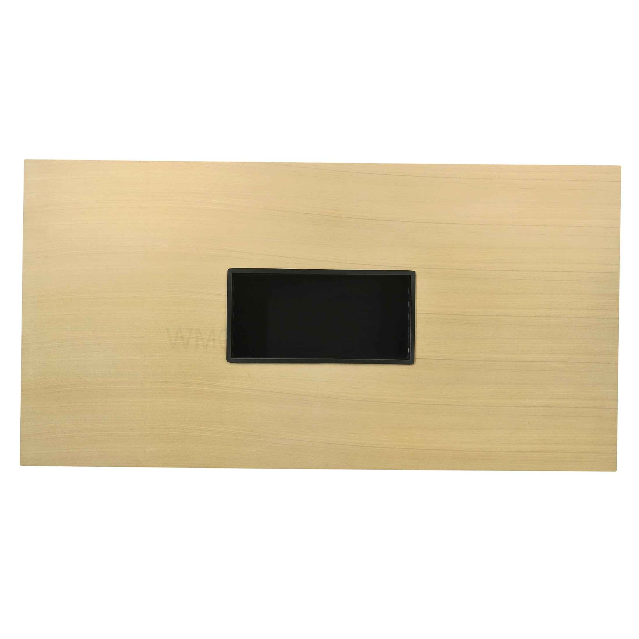 Rectangular Dining Table with Natural Wood Grain Finish, Sturdy Double U Base Synthetic Wood Table for Dining Room and Kitchen