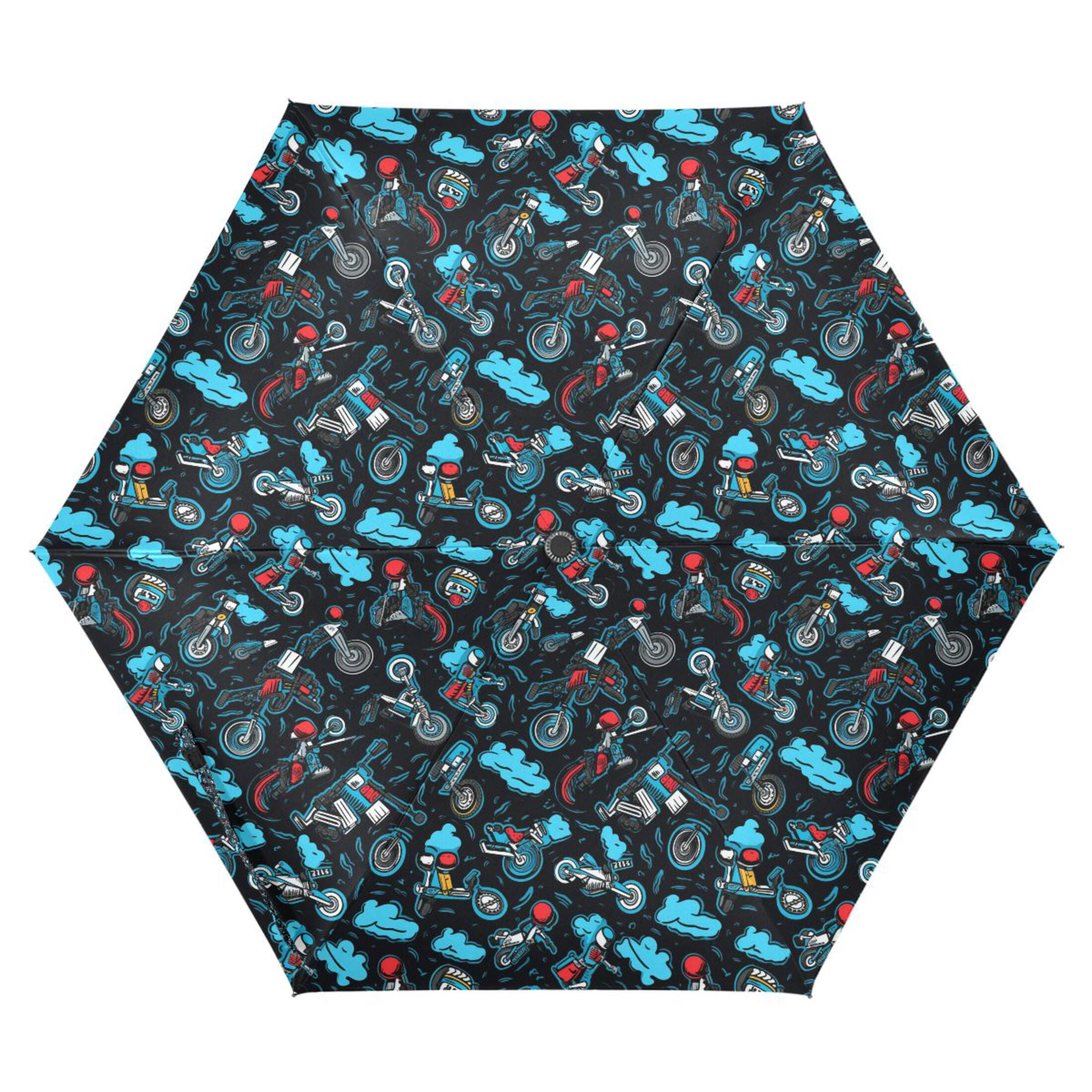 Motorbike and Biker Compact Sun Umbrella Windproof Travel Umbrellas for Rain Strong Portable UV Protection
