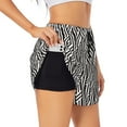 thumbnail image 2 of Haiem Black White Stripes Women's 2 in 1 Running Shorts - Lightweight Athletic Workout Gym Yoga Breathable Sports Shorts Liner with Phone Pockets-XX-Large, 2 of 9