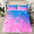 thumbnail image 2 of Manfei Chic Mermaid Print Full Size Sheets,Sea Ocean Animal Bed Sheets,Gradient Pink Blue Sheet Sets For Girls,Ultra Soft Home Decor,4-Piece, 2 of 7